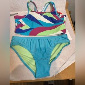 Speedo Girl's Swimsuit Two Piece Tankini Thick Strap